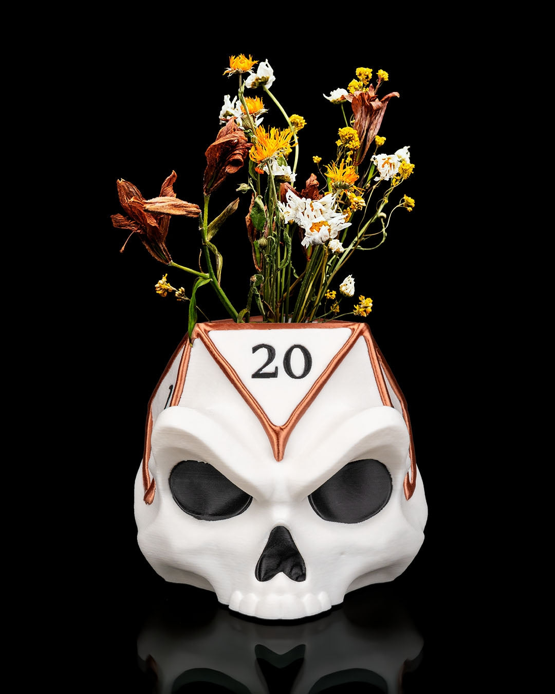 🎲💀 Critical Bloom D20 Skull Planter of Fate